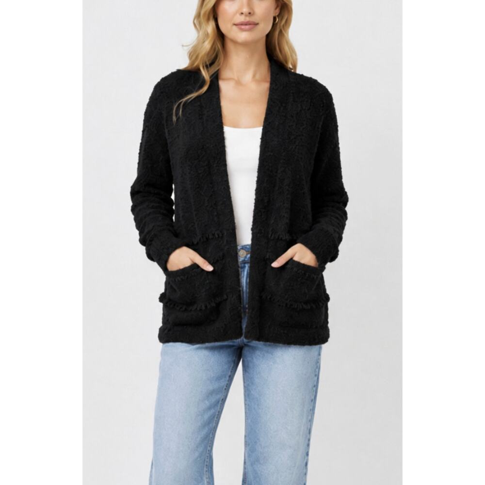NWT BAREFOOT DREAMS BLACK COZYCHIC BOARDWALK CARDIGAN SWEATER Medium - Picture 8 of 8